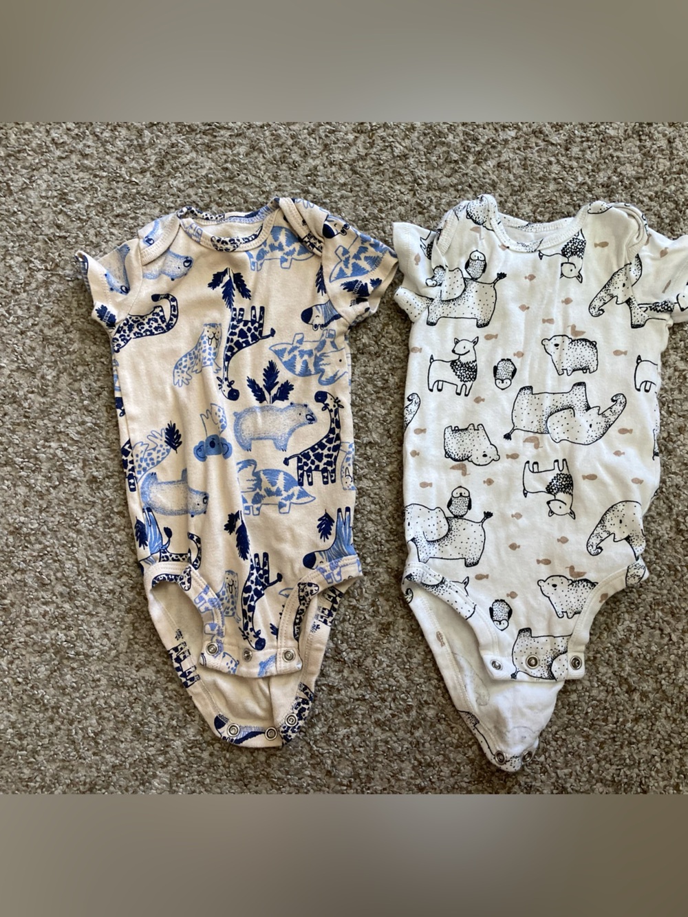 Blue Animal Print Baby One-Piece Bodysuits
